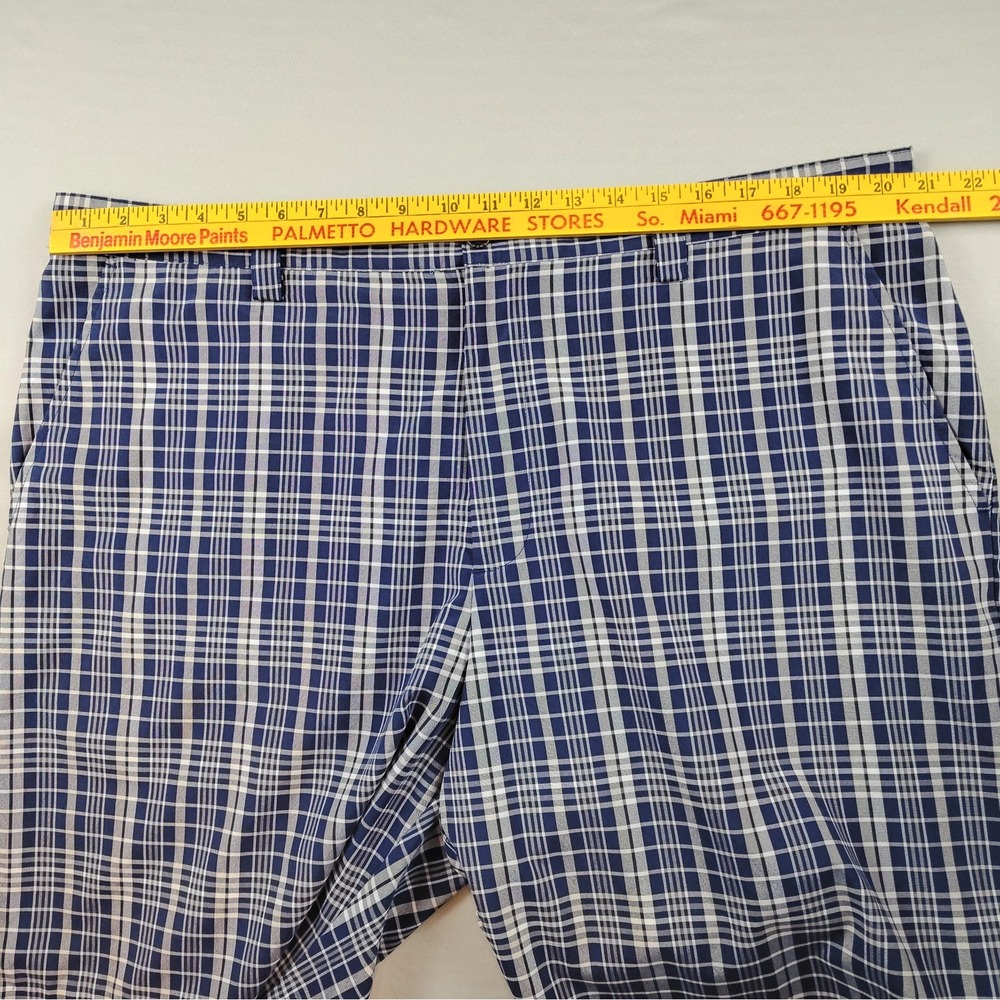 IZOD PerformX Golf Shorts Men's 42 Blue Plaid Performance Stretch Flat Front - Picture 9 of 13